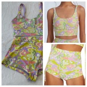 BNWT Beach Riot Leah top and Felicia boyshort bikini